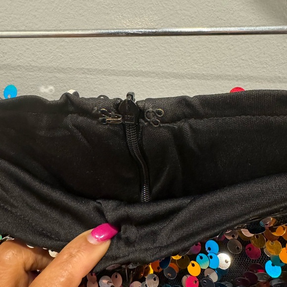 2XL stretchy rainbow sequin mini skirt - Picture 2 of 2